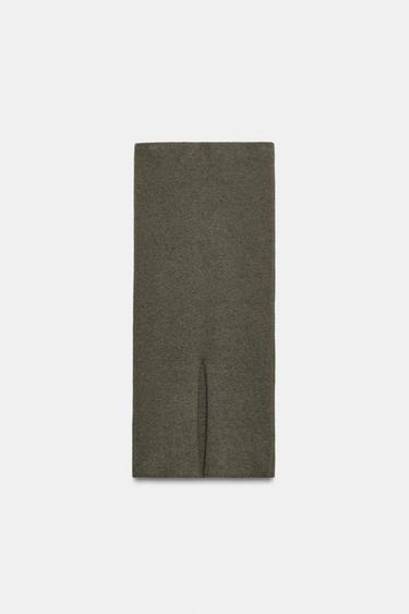 JUPE MI-LONGUE CÔTELÉE - Kaki foncé de Zara - Image 3
