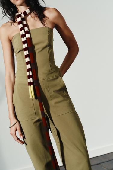 STRAPLESS JUMPSUIT - Green / Grass by Zara - Image 2