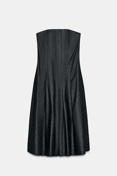 TRF DENIM MIDI DRESS WITH STRAIGHT NECKLINE - Black by Zara