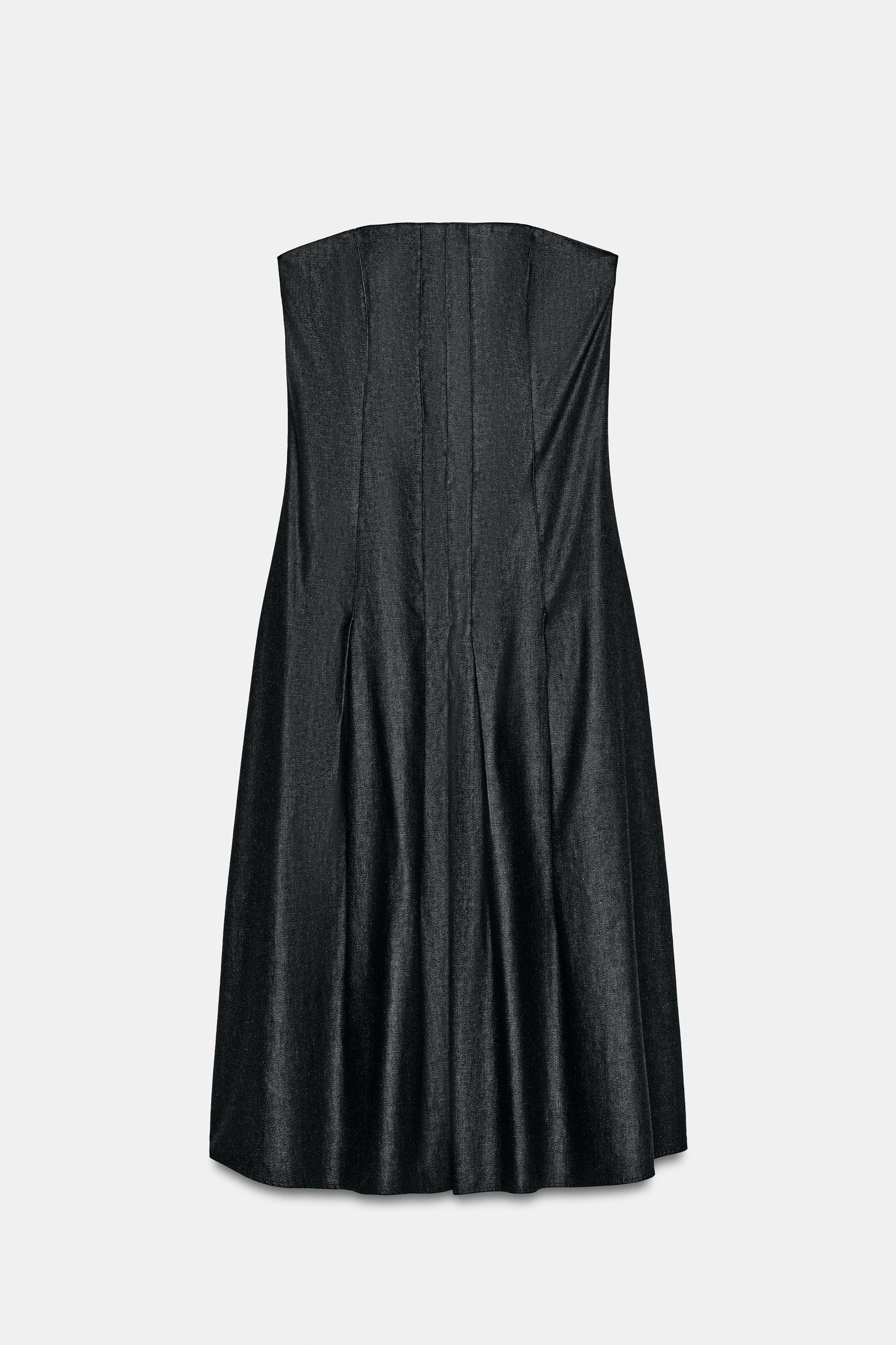 TRF DENIM MIDI DRESS WITH OFF-THE-SHOULDER NECKLINE
