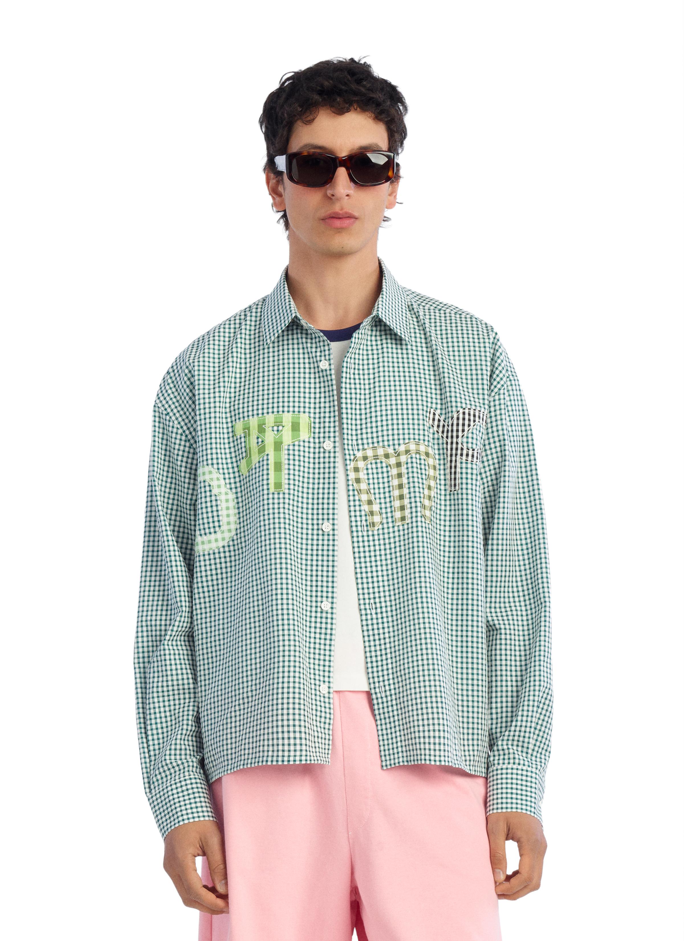 DTMF PATCH PLAID SHIRT — White / Green