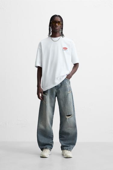 JEANS BAGGY FIT ROTOS - Gris / Azul de Zara