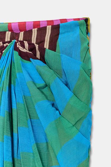 JUPE PARÉO DRAPÉE À RAYURES - Multicolore de Zara - Image 8