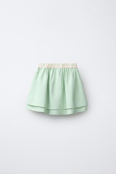 TAFFETA SKIRT WITH WAIST DETAIL - Light lime green by Zara - Image 1