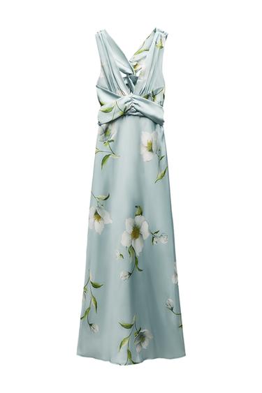 FLORAL PRINT SATIN DRESS
