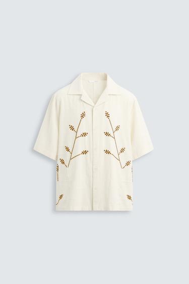 CAMISA BORDADOS CONTRASTE - Amarillo de Zara