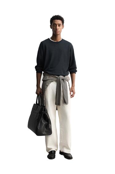 LIGHTWEIGHT 100% HEMP SWEATER - Navy blue by Zara