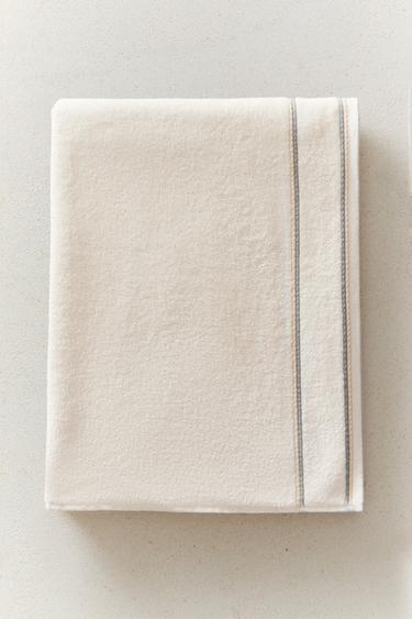 COLOURDUL DOUBLE TRIM BATH TOWEL - Ivory by Zara