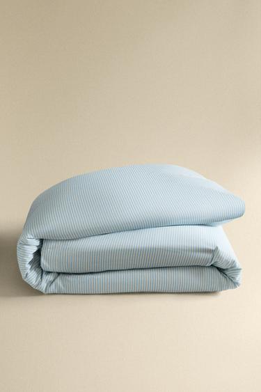 STRIPED FADED SATEEN DUVET COVER (300 THREAD COUNT) - Blue by Zara - Image 4