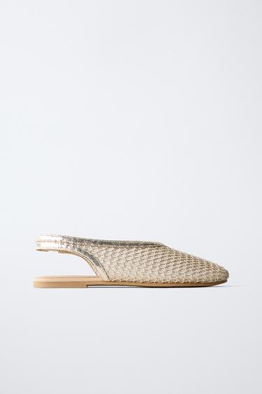 Zara GOLD SLINGBACK BALLET FLATS - Gold