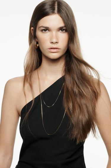 TOP غير متناسق بربطة ZW COLLECTION - أسود الخاص بـ Zara