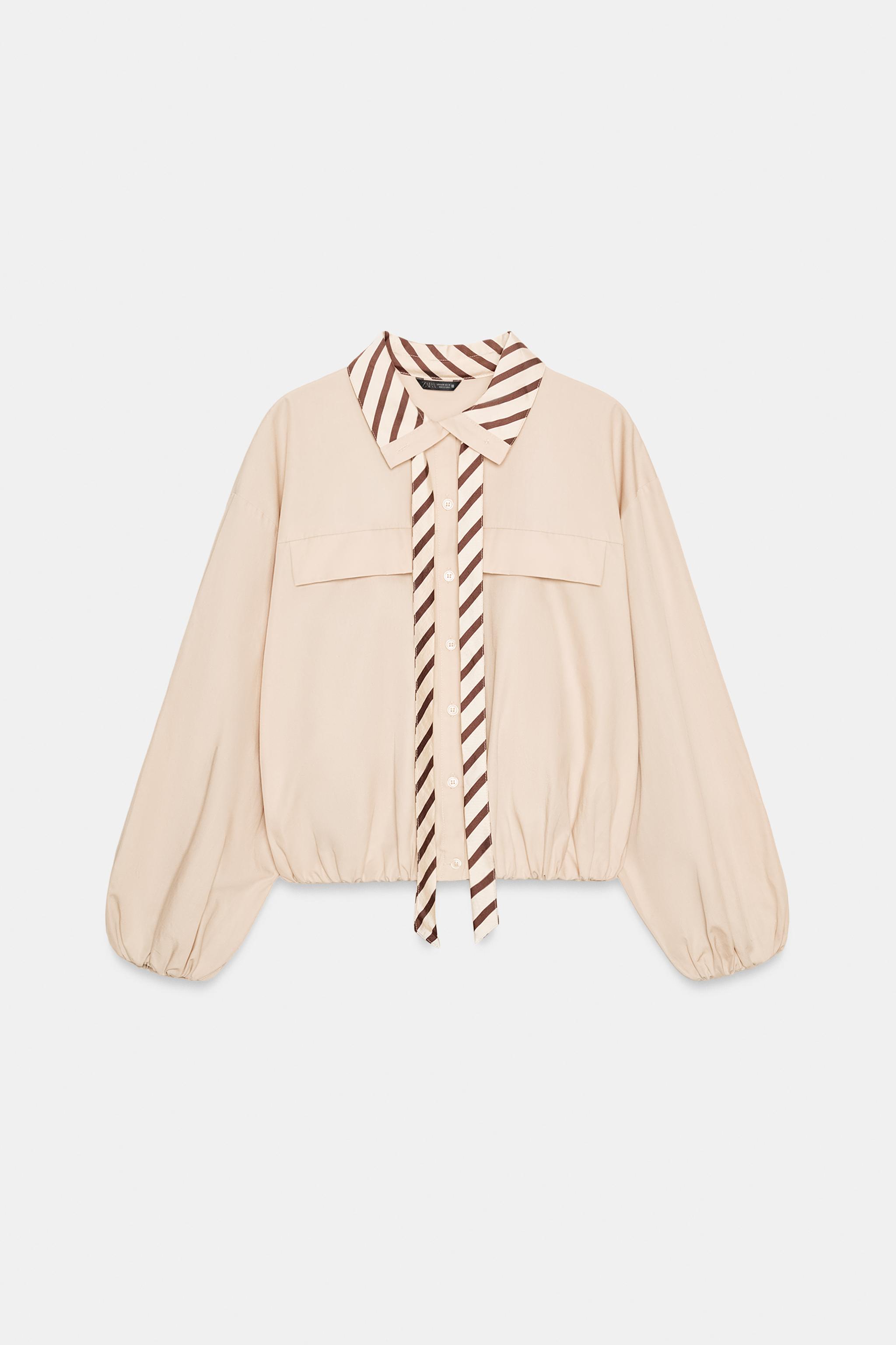 CHEMISE EN POPELINE AVEC COL CONTRASTANT