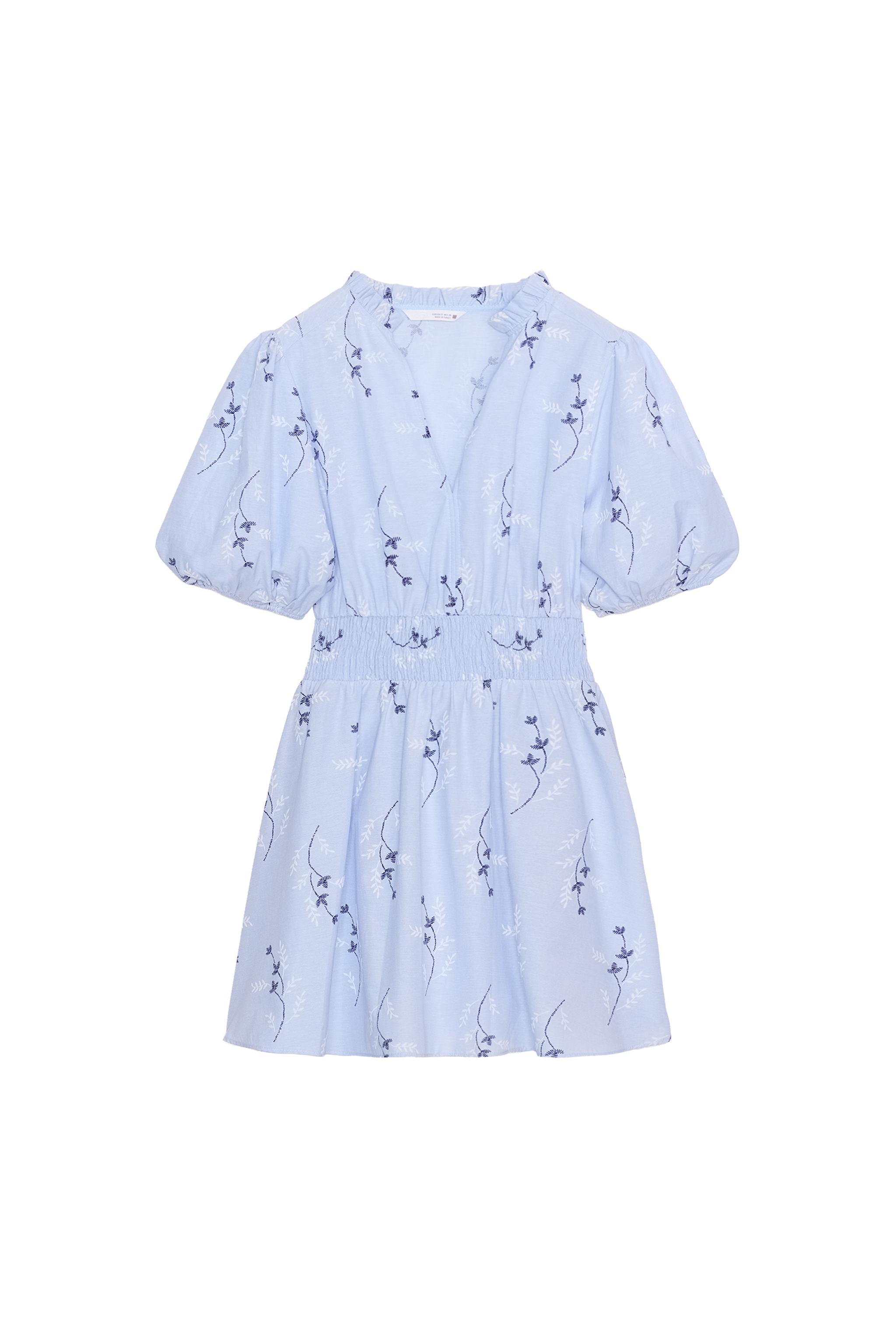 EMBROIDERED PRINTED DRESS - Blue / White | ZARA United States EMBROIDERED PRINTED DRESS - Blue / White | ZARA United States