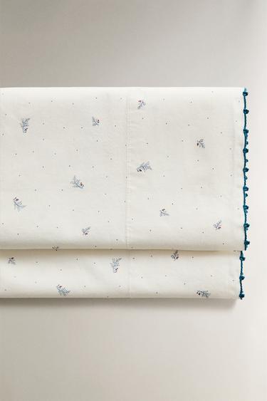 ENSEMBLE DRAPS MINI-LIT FEUILLES ET POINTS - Blanc / Bleu marine de Zara - Image 1