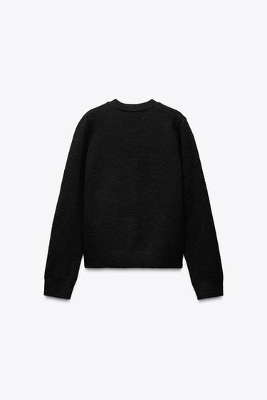 KNIT CARDIGAN WITH BUTTONS AND BOWS - Black by Zara - Image 3