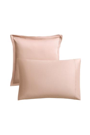 SATEEN PILLOWCASE WITH TRIM (300 THREAD COUNT) - Pale pink by Zara