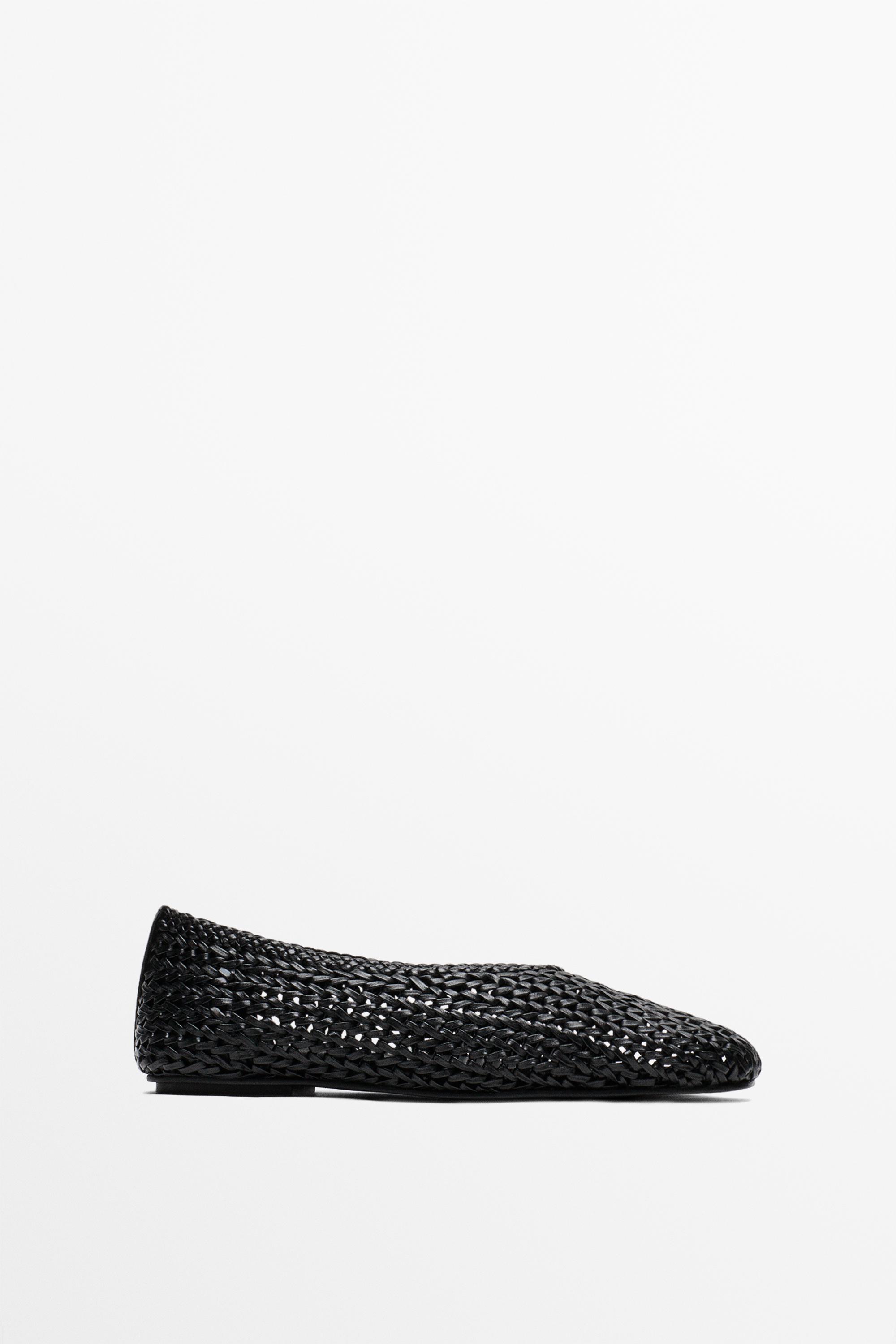 Braided sheepskin ballet flats — Black