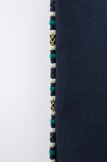 PANTALON CULOTTE BRODÉ LATÉRAL - Bleu marine de Zara - Image 3