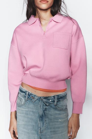 KNIT POLO SHIRT WITH POCKET - Pastel pink by Zara