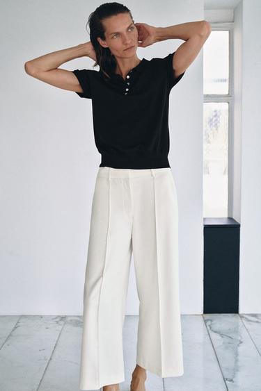 ZW COLLECTION CROPPED TROUSERS - Ecru by Zara - Image 0