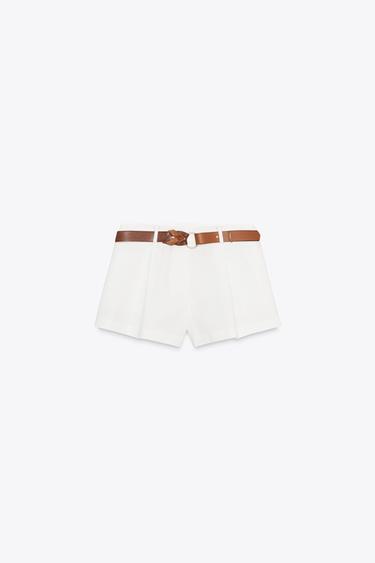 BELTED FLOWING BERMUDA SHORTS - Ecru by Zara - Image 6