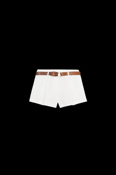 BELTED FLOWING BERMUDA SHORTS - Ecru by Zara