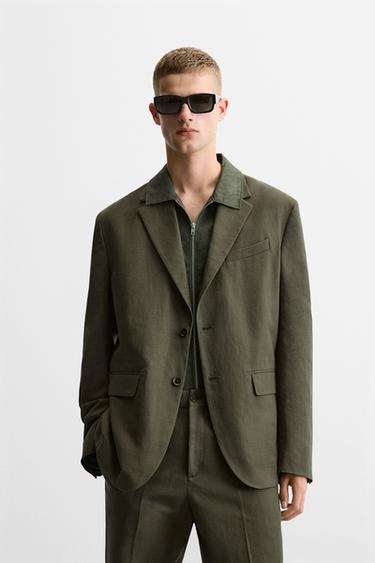 COTTON - LINEN SUIT BLAZER - Khaki by Zara