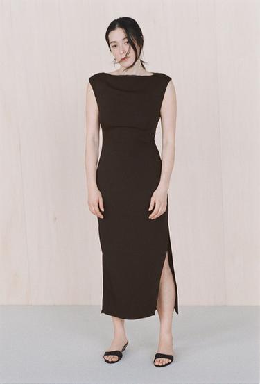 ZW COLLECTION FITTED DRESS - Dark brown by Zara