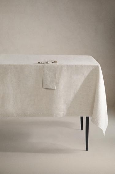 FADED LINEN TABLECLOTH - Light beige by Zara