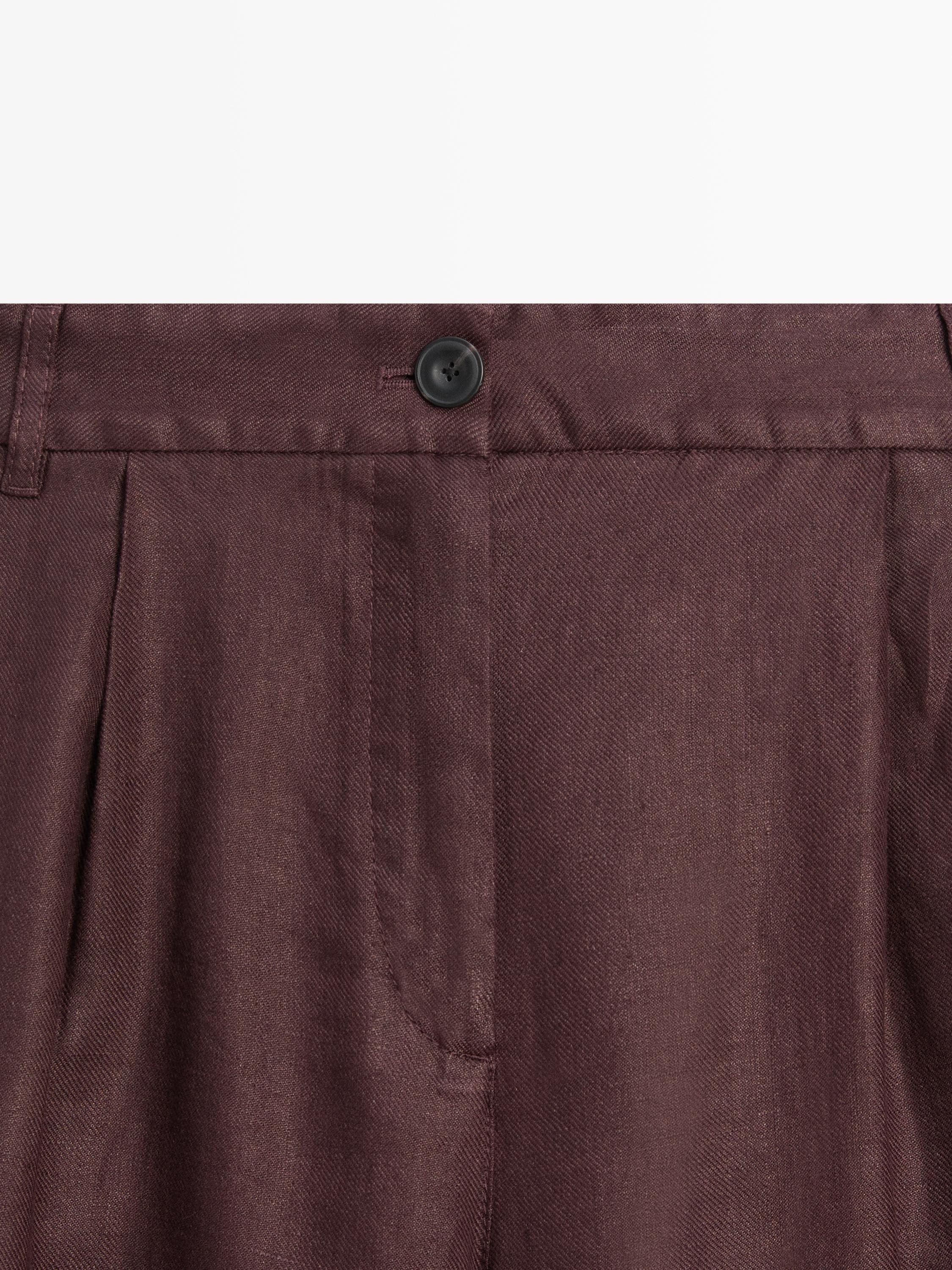 Pantalon wide leg 100 % lin avec élastique