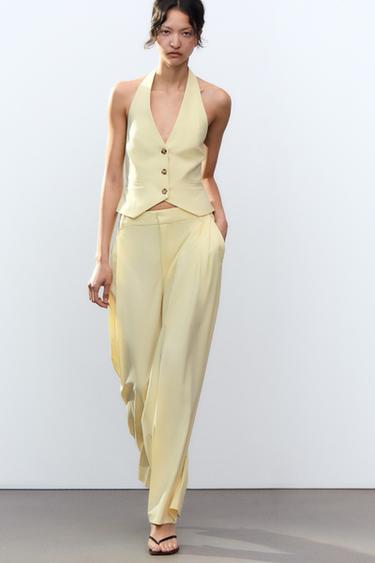 PANTALON DE COSTUME À DOUBLE PLI - Citron vert clair de Zara