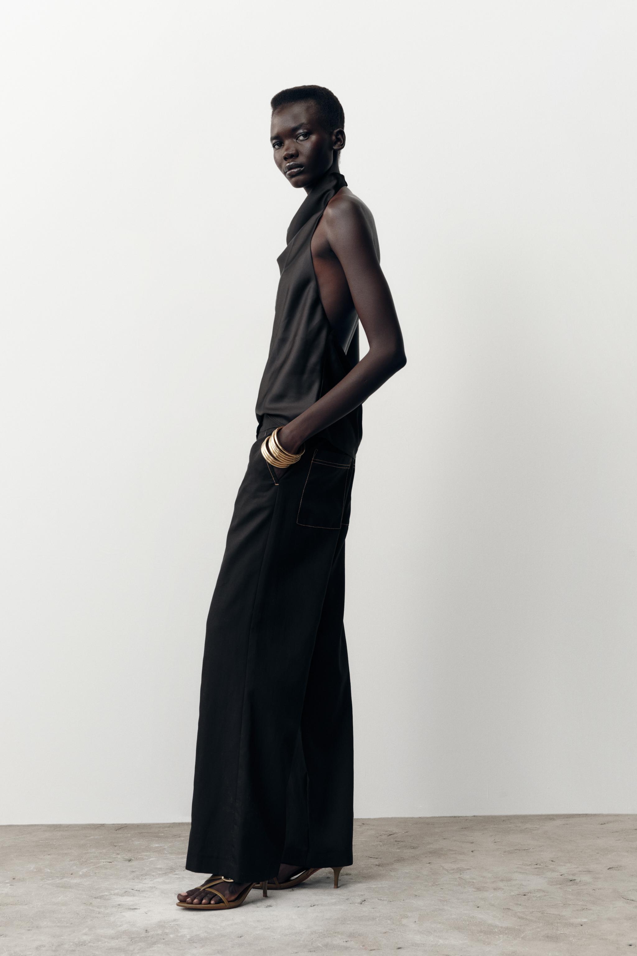 PANTALON DROIT SURPIQÛRES CONTRASTE
