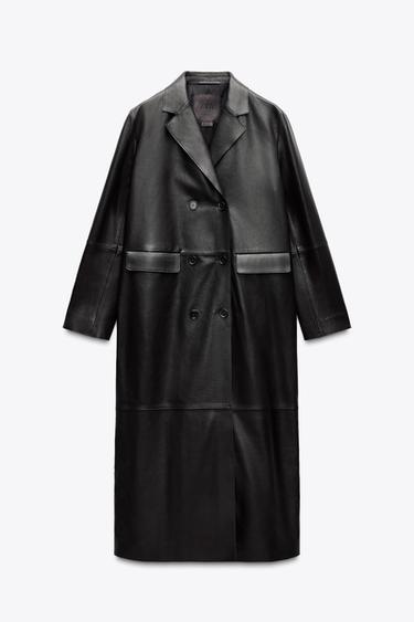 MANTEAU LONG CUIR 100 % ZW COLLECTION - Noir de Zara - Image 4