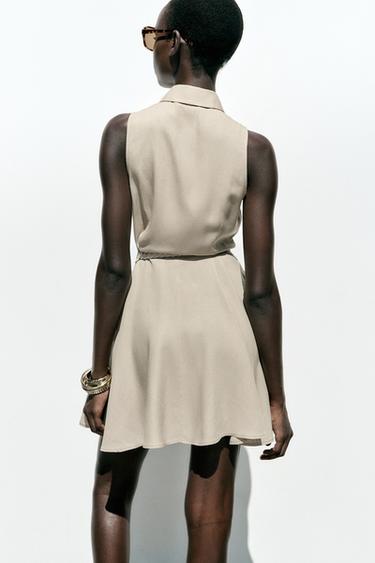 ROBE COURTE CEINTURE - Beige de Zara - Image 5