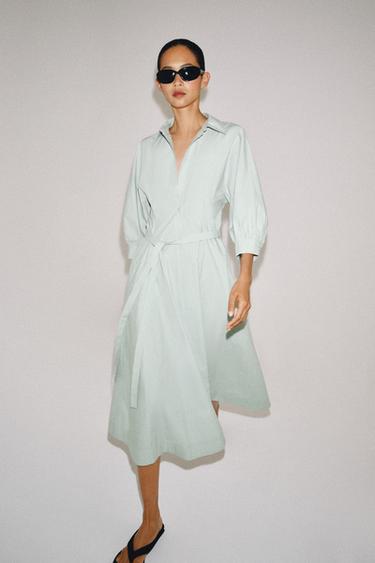 ROBE CHEMISE ZW COLLECTION - Bleu délavé de Zara - Image 4