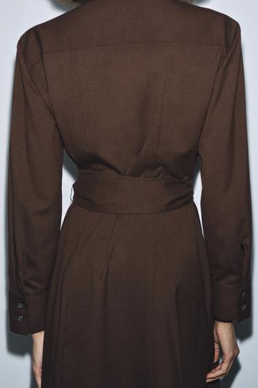 ZW COLLECTION BELTED SHIRT DRESS - Brown by Zara - Image 2