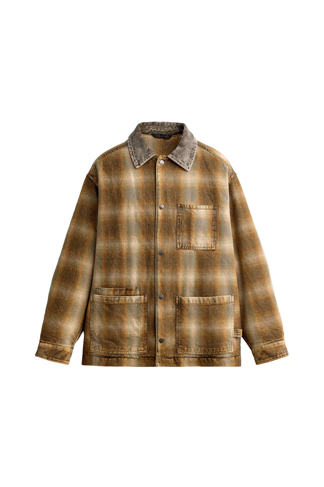 WASHED CHECK PADDED JACKET