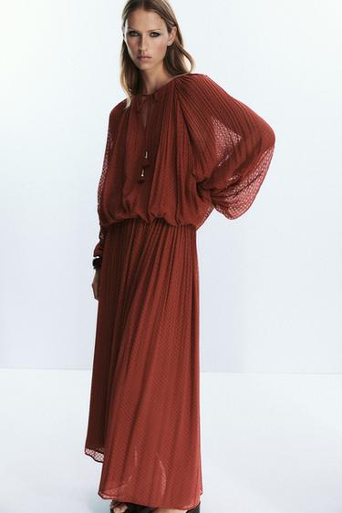 BLOUSE PLISSÉE À POMPONS - Tuile de Zara - Image 2