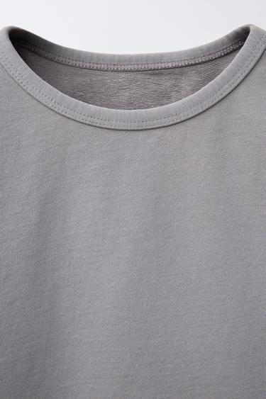 PLAIN T-SHIRT WITH CONTRAST TRIM - Grey by Zara - Image 2