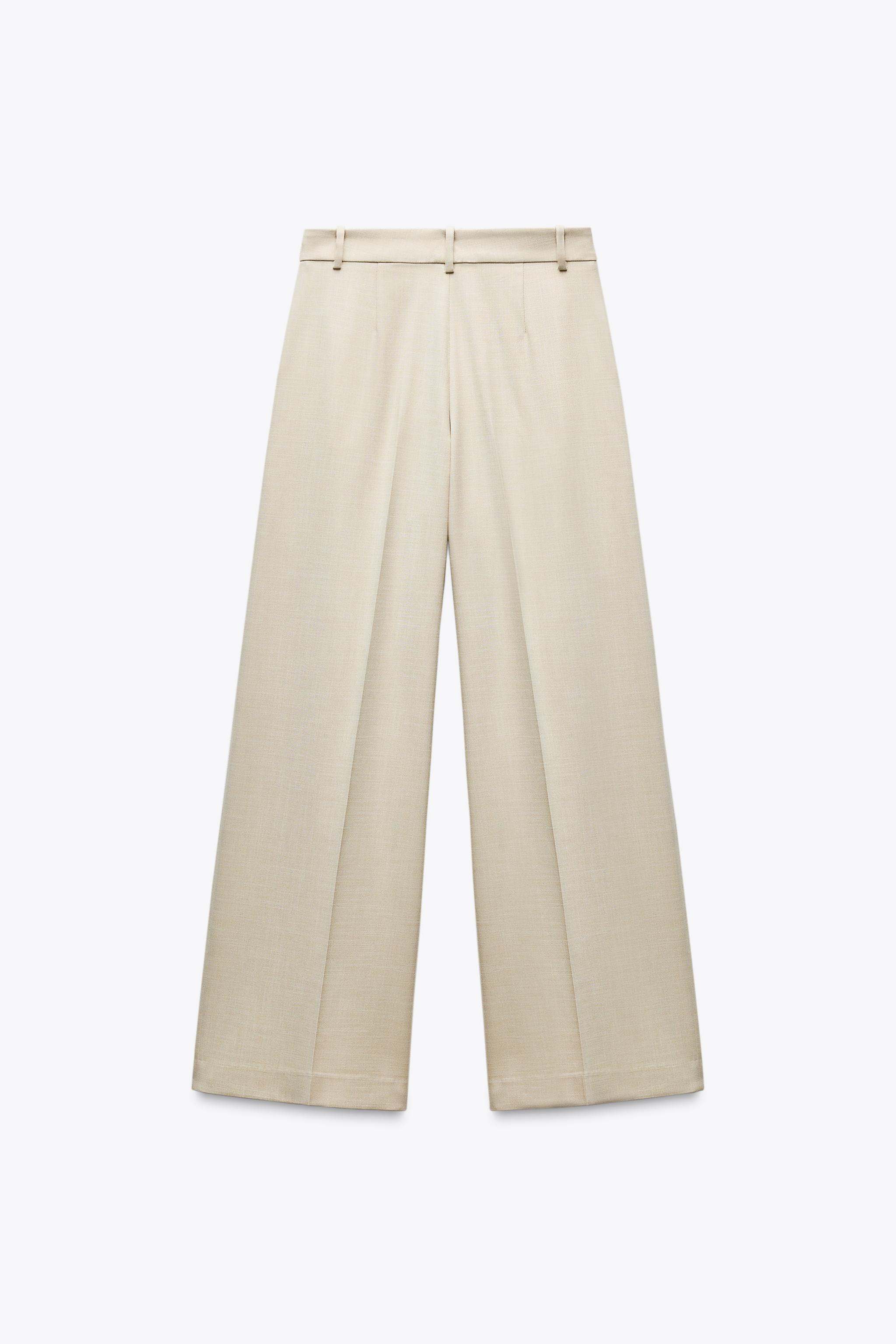 WIDE LEG PANTS WITH DARTS - Light beige | ZARA United States WIDE LEG PANTS WITH DARTS - Light beige | ZARA United States