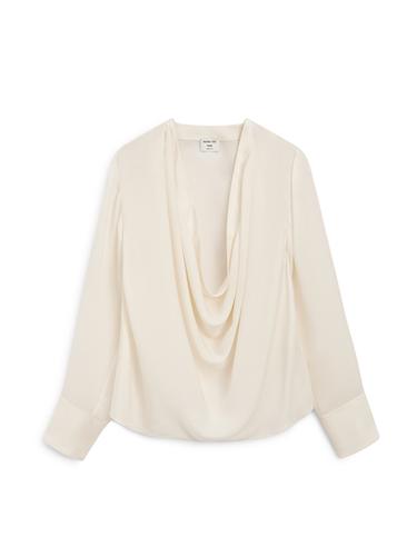 Blouse fluide à encolure drapée en soie - STUDIO - Écru de Zara