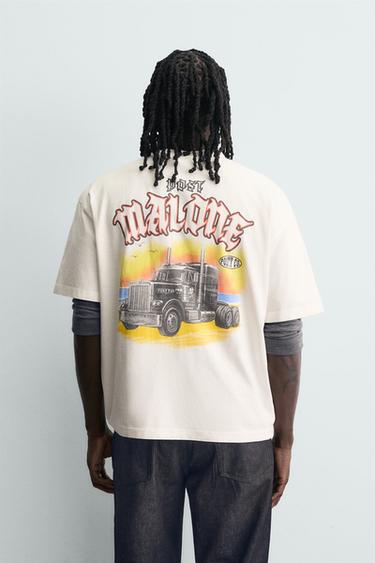 POST MALONE ™ GRAPHIC T-SHIRT - Oyster-white by Zara