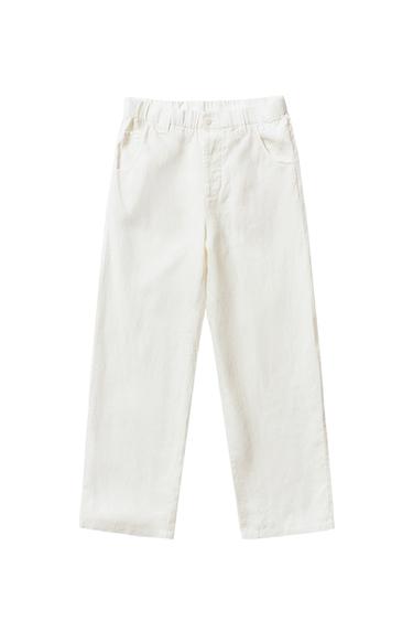 Zara RELAXED FIT 100% HEMP PANTS - Oyster-white