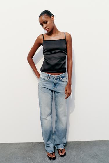 АТЛАСНЫЙ ТОП С ЗАВЯЗКАМИ СЗАДИ — ЧЕРНЫЙ от Zara — изображение 0