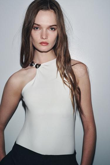 HALTER HARDWARE BODYSUIT - White by Zara - Image 2
