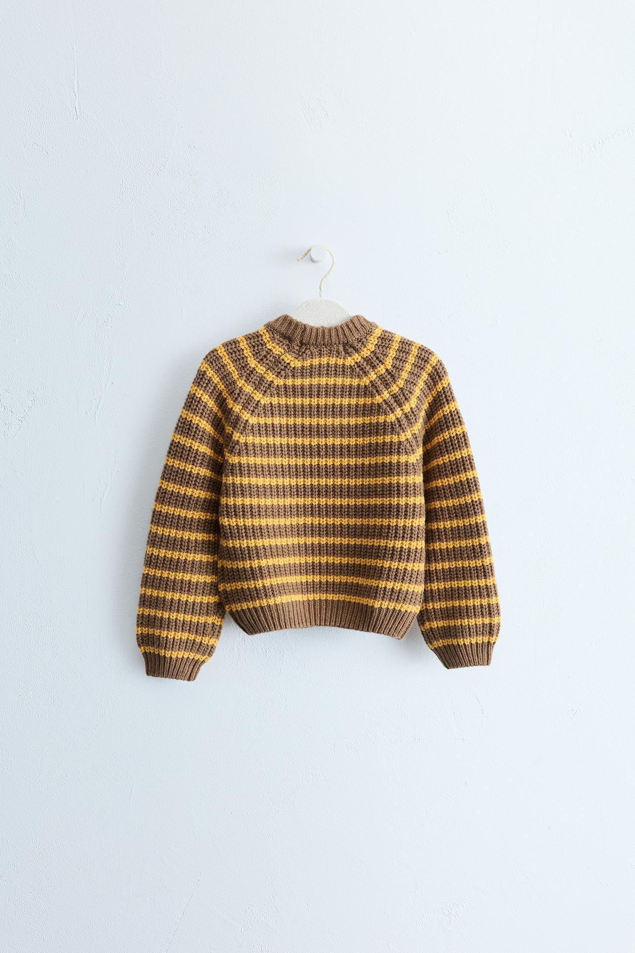 Zara Timeless - Cotton and Wool Striped Knit Sweater — Ocher