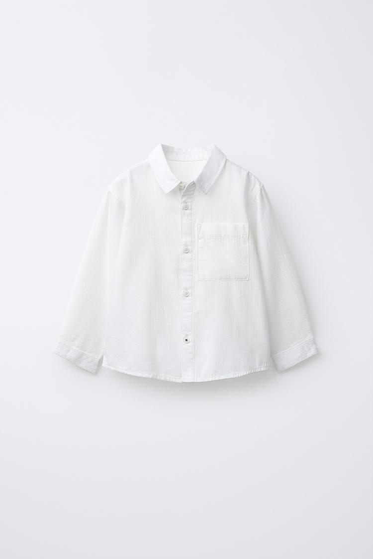 CAMISA LISA BOLSILLO Blanco ZARA España