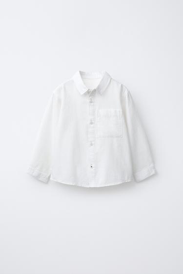 PLAIN SHIRT WITH POCKET - White by Zara - Image 0