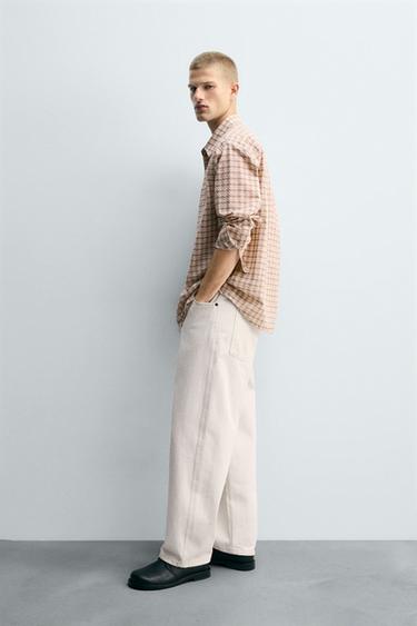 TEXTURED CHECK SHIRT - Sand by Zara - Image 3