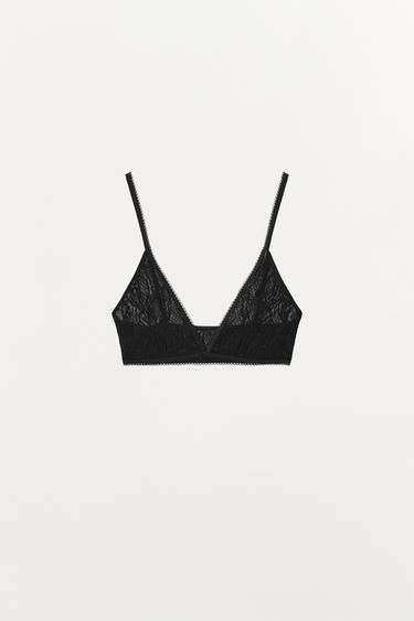 Zara SEAMLESS LACE BRALETTE - Black